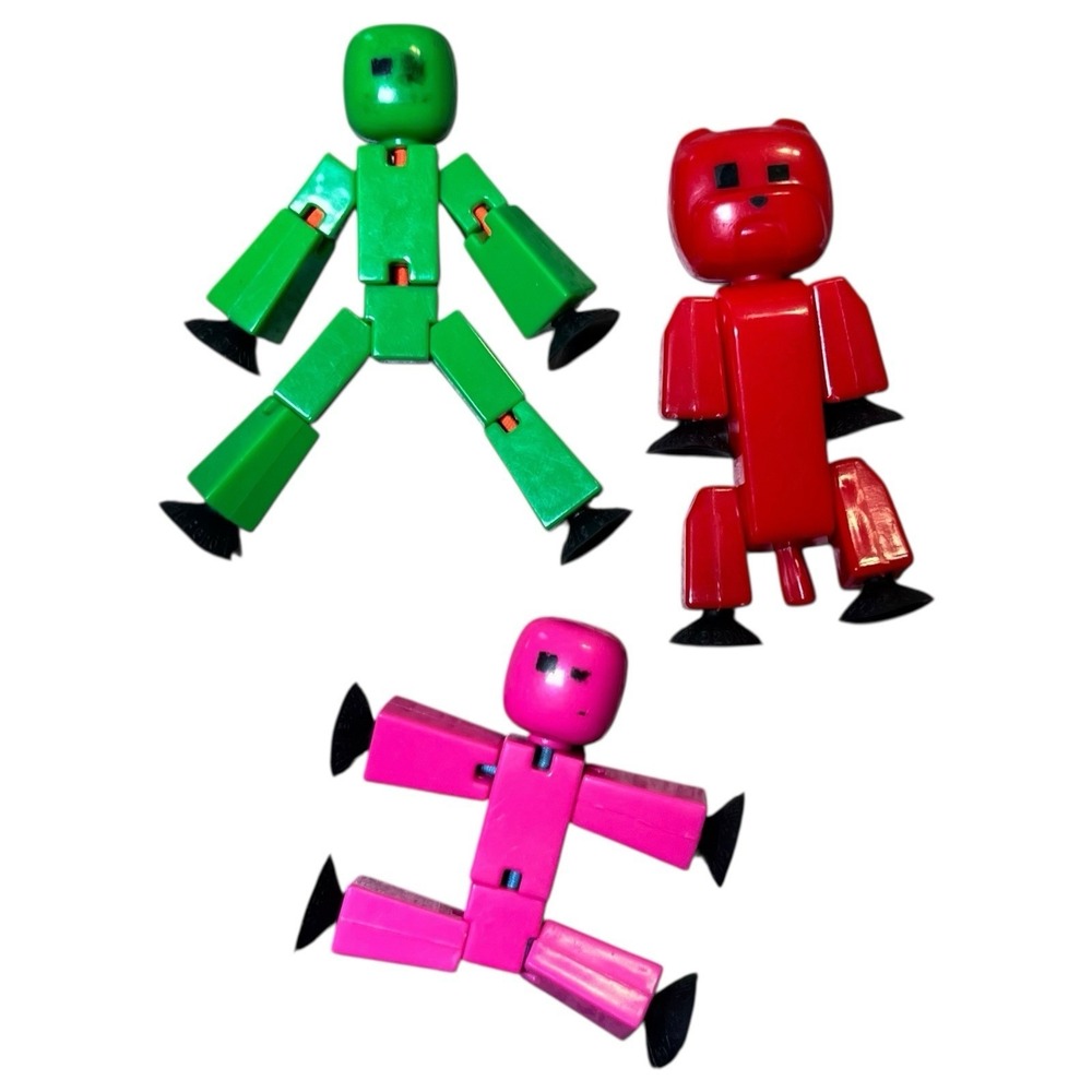 Stikbot Lot Of 3 Green‎ Pink Red Dog